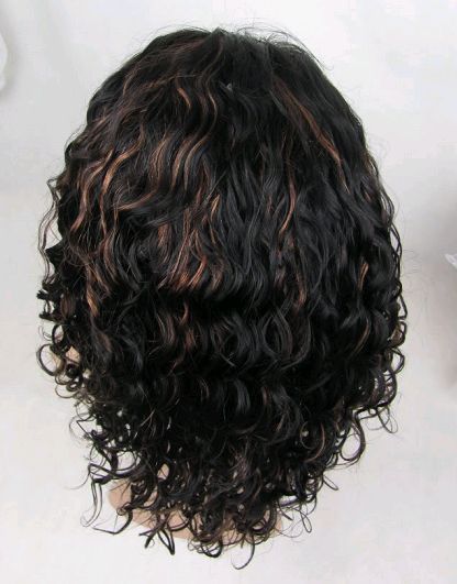   Wig 12inch  1B/30 Color Naturaly Curly  Remy Human Hair Wig  