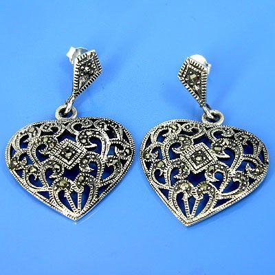 925 Sterling Silver Natural Marcasite Earring (YSE 124)  