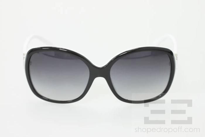 Chanel Black And White Large Round Frame Sunglasses 5174  