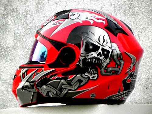 Masei 815 Skull Flip up DOT Motorcycle Helmet RED XL XXL  