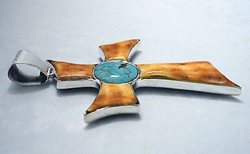 NATURAL SPINY OYSTER,TURQUOISE,COSMIC SKY INLAY STERLING SILVER 