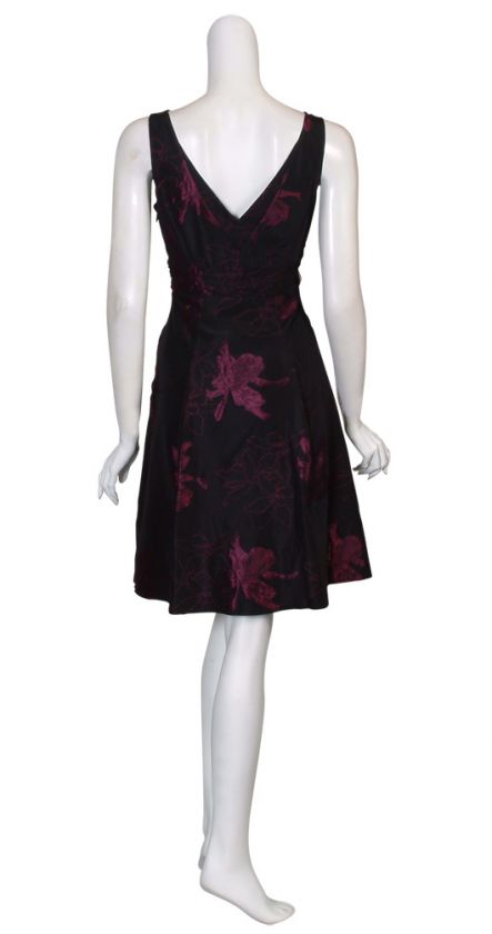 ELIE TAHARI Plum Brocade Pleated Silk Eve Dress 12 NEW  