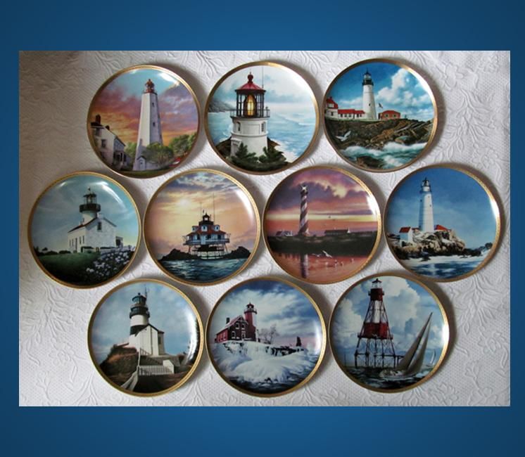 10 Plates THE AMERICAN LIGHTHOUSE COLLECTION By HOWARD KOSLOW Hamilton 