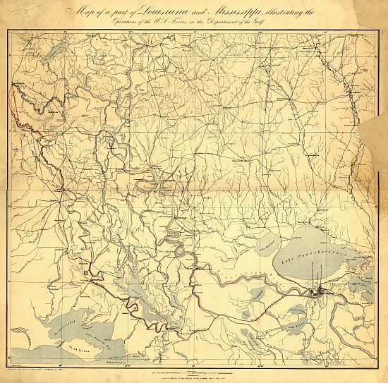 Civil War Map part of Louisiana and Miss 1863  