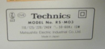 Vintage Technics RS M03 Stereo Cassette Deck   Mint Condition  