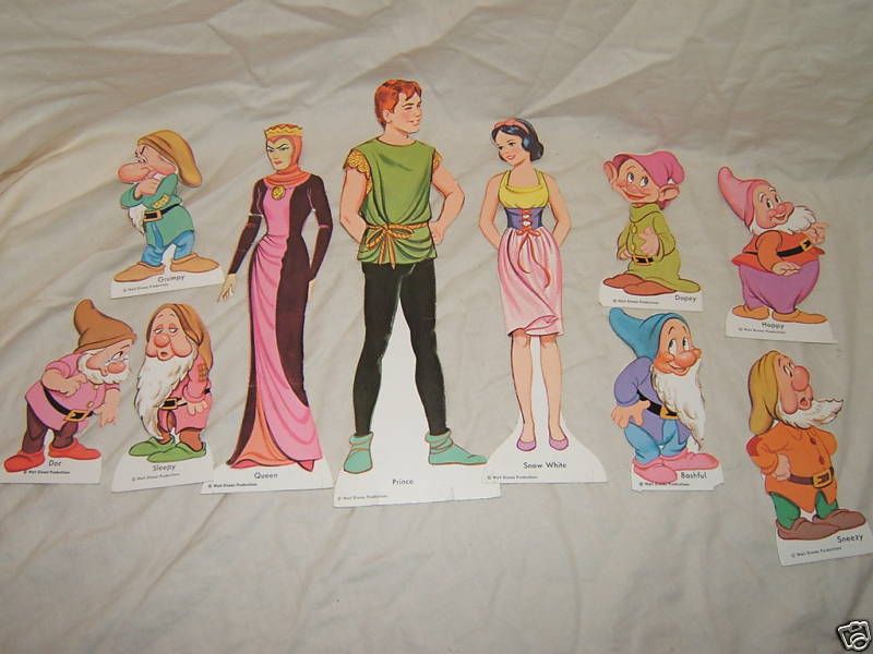 Vintage Disney Snow white prince dwarfs paper dolls lot  