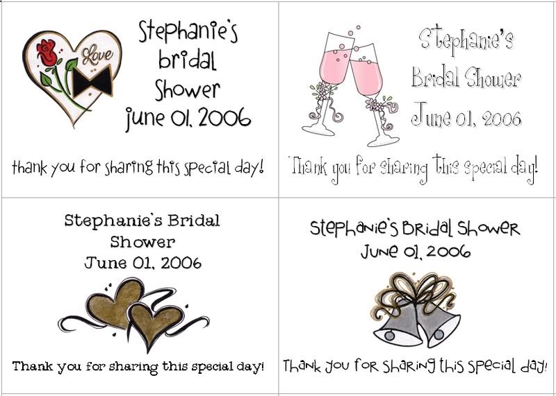 This listing is for 32 Bridal/Wedding Shower party Favor Labels 