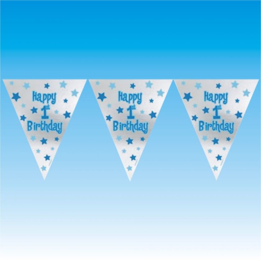 and silver star design with the message happy 1st birthday on a 