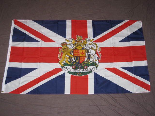 UNION JACK CREST FLAG 3x5 BRITISH CORONATION UK F398  