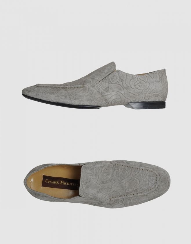 New CESARE PACIOTTI Mens 7.5 10 11.5 Moccasins Lt Grey Embossed 