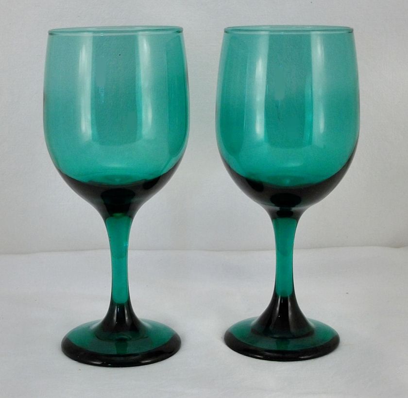 LIBBEY PREMIERE GREEN WINE WATER GLASS 7 PAIR 2  