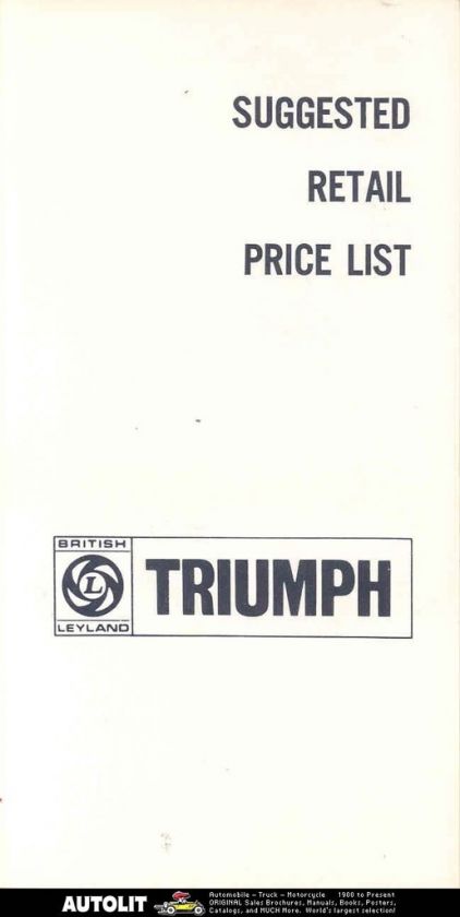 1971 1972 Triumph TR6 GT6 Spitfire Accessories Brochure  