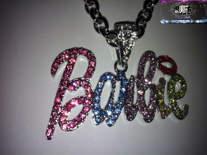 Nicki Minaj 2 BARBIE Iced Out Necklace Silver/Multi Red Lips  
