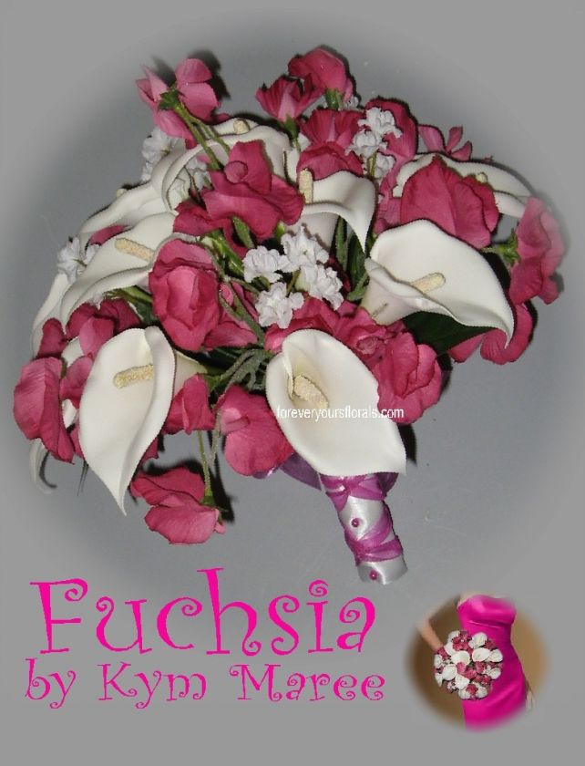   pea white calla lily bouquet set your white calla and fuchsia sweet