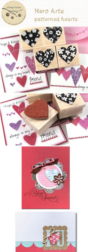 Decorative Stamps Hero Arts Rubber Stamp_Patterned Hearts(4EA)  