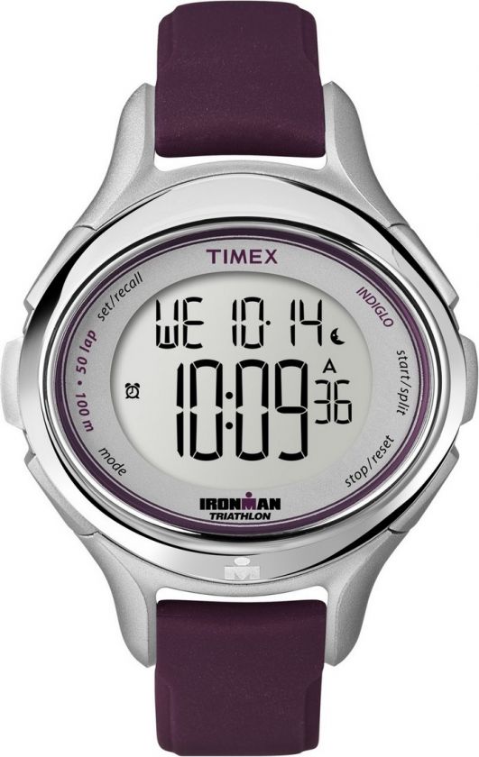 Timex Womens Ironman 50 lap Plum/White/Black Strap Digital Watch 